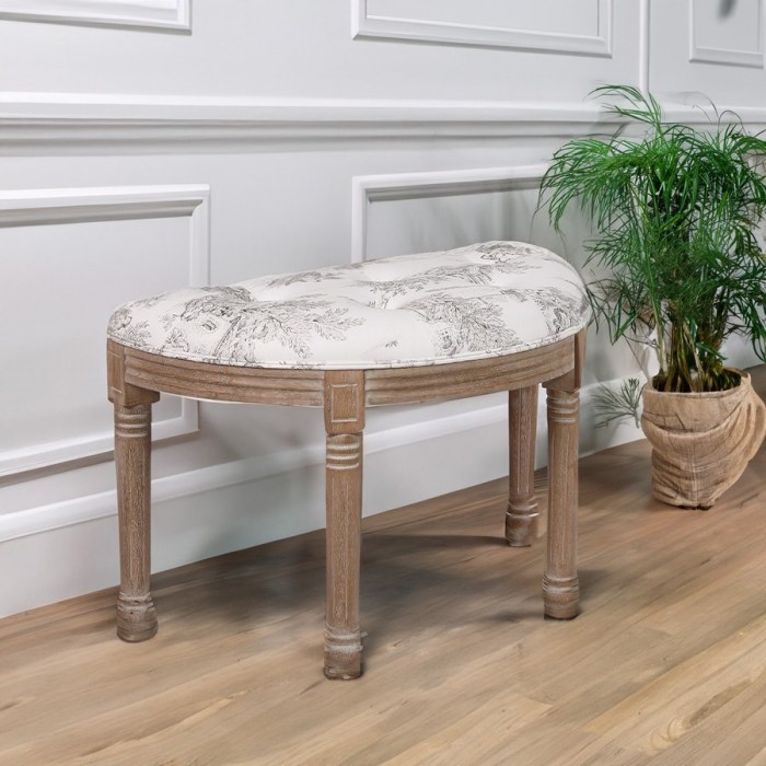 玄関スツール スリムスツール フランス生地 玄関椅子 半円スツール