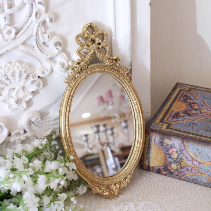 SALE30%OFF) リボン ウォールミラー オーバル ミラー ゴールド 壁掛け