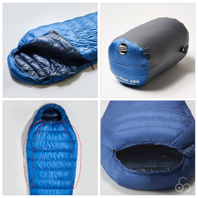 AIR PLUS イスカ 寝袋 エアプラス 280 マミー型 ホワイトグースダウン