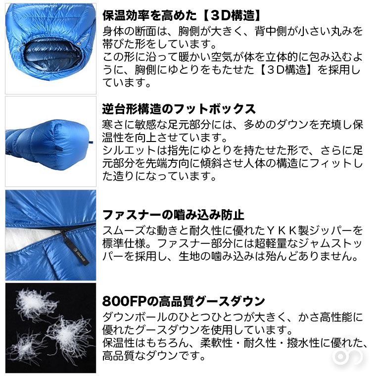 AIR PLUS イスカ 寝袋 エアプラス 280 マミー型 ホワイトグースダウン