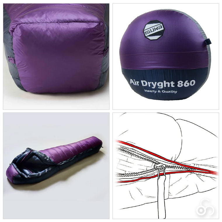 AIR DRYGHT イスカ 寝袋 エアドライト 860 マミー型 撥水ダウン 750FP