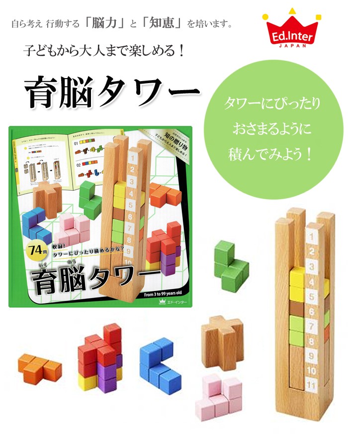 エド・インター（Ed・Inter） 育脳タワー 木製 知育玩具 ブロック