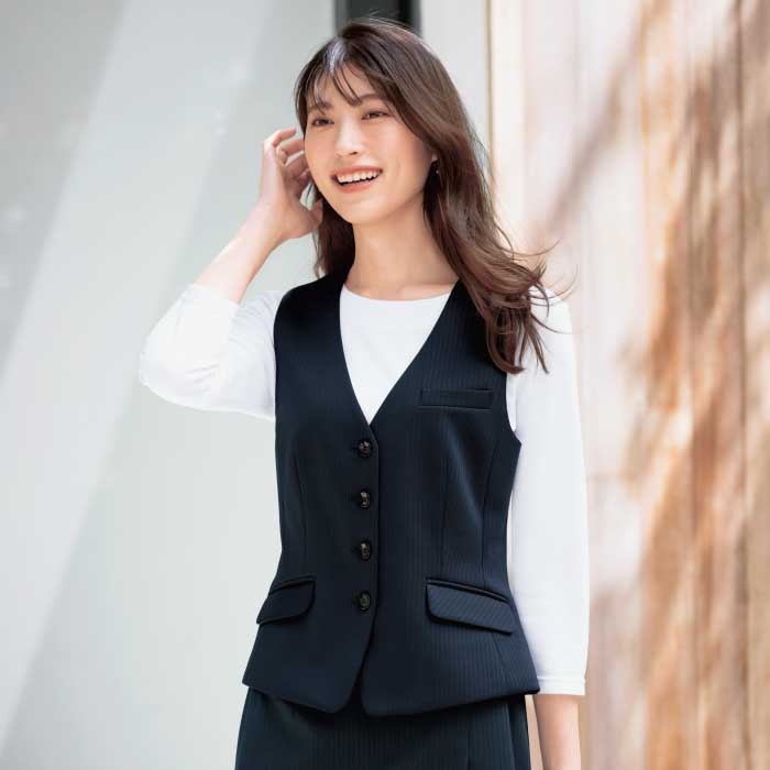 ボンマックス（BONMAX） ベスト 事務服 ストライプ ニット ストレッチ