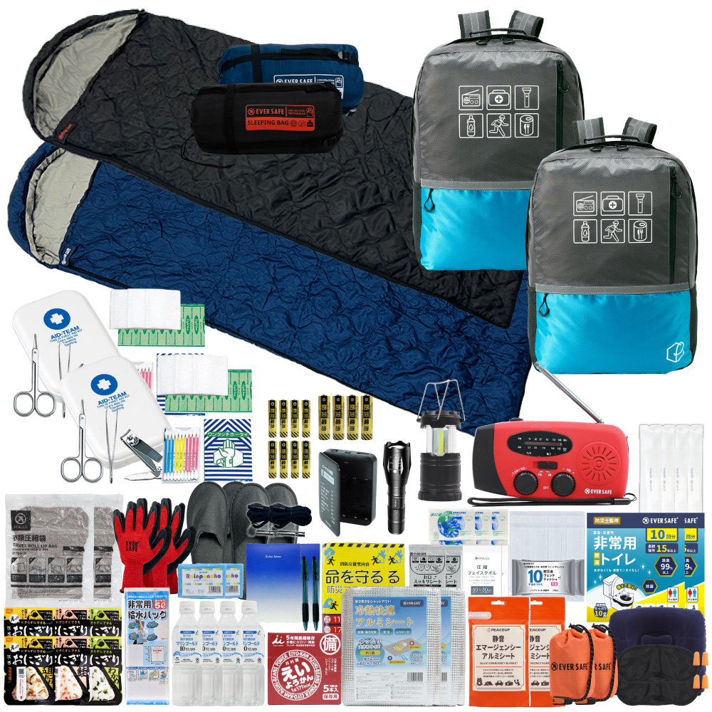 PEACEUP（ピースアップ） 防災セット 2人用 寝袋付き 47L ビッグ