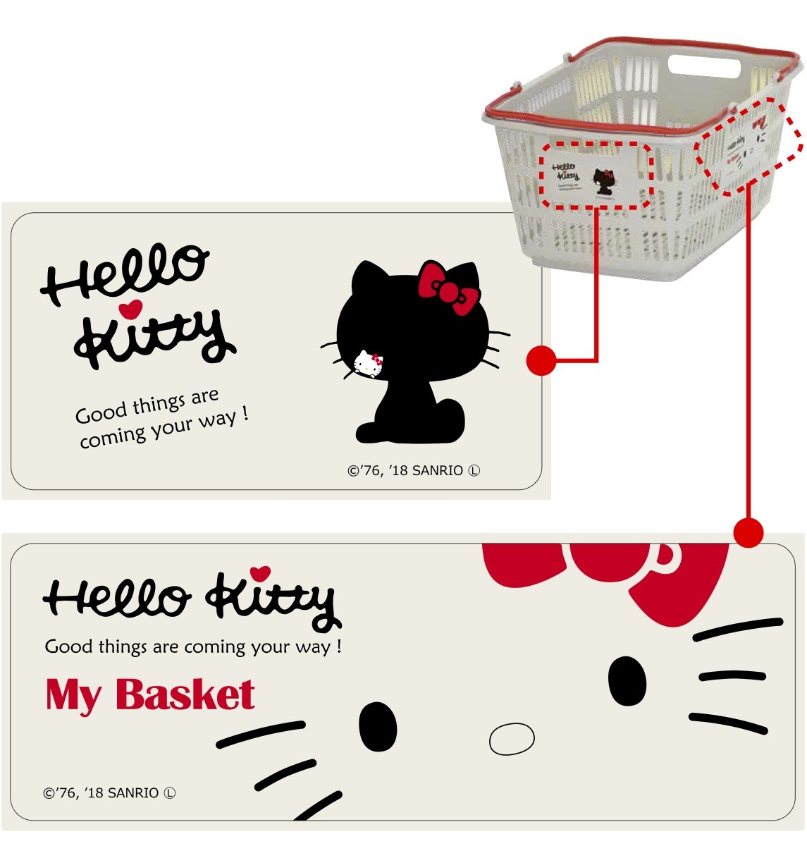 ハローキティ グレー ハローキティ マイバスケット33L 景品 粗品 kttiy
