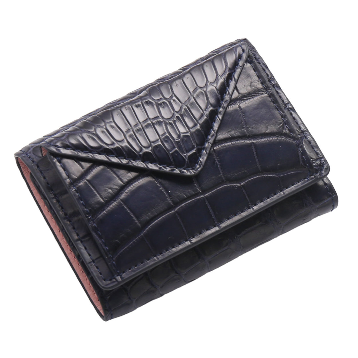 ミニ財布 メンズ 本革 クロコダイル マット加工 三つ折り バイカラー