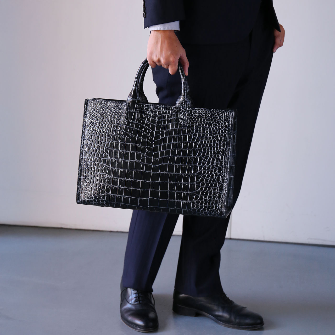 クロコダイル ビジネスバッグ メンズ 日本製 センター取り 2WAY