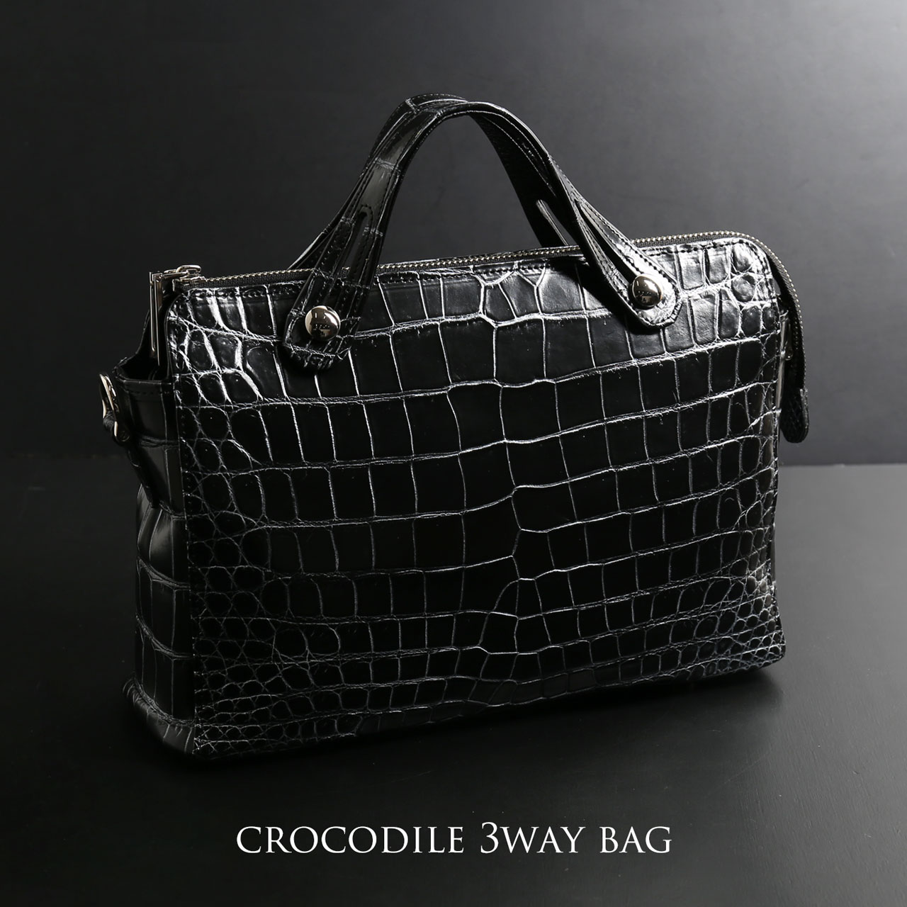 クロコダイル マット 3wayバッグ ハンドバッグ 日本製 センター取り