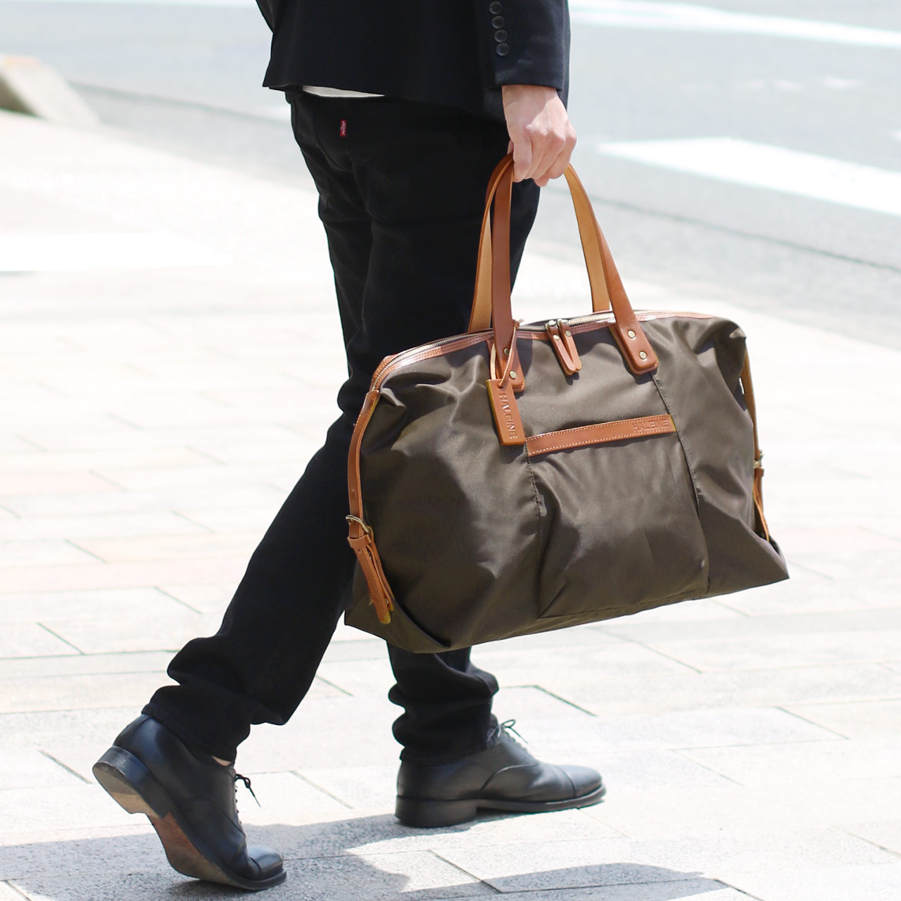 HALEINE ブランド 日本製 ナイロン&栃木レザー たつのレザー ボストン