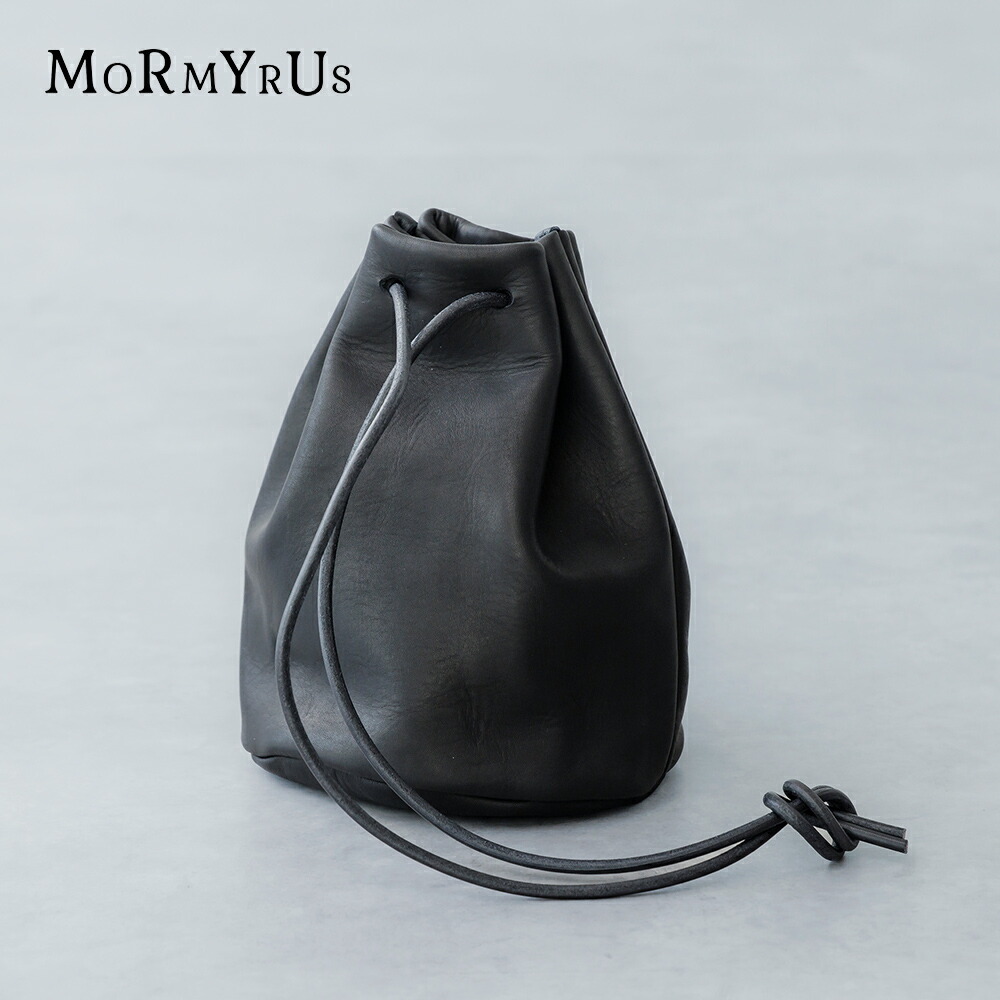 mormyrus（モルミルス） レザー巾着バッグ M077 ブラック シンプル