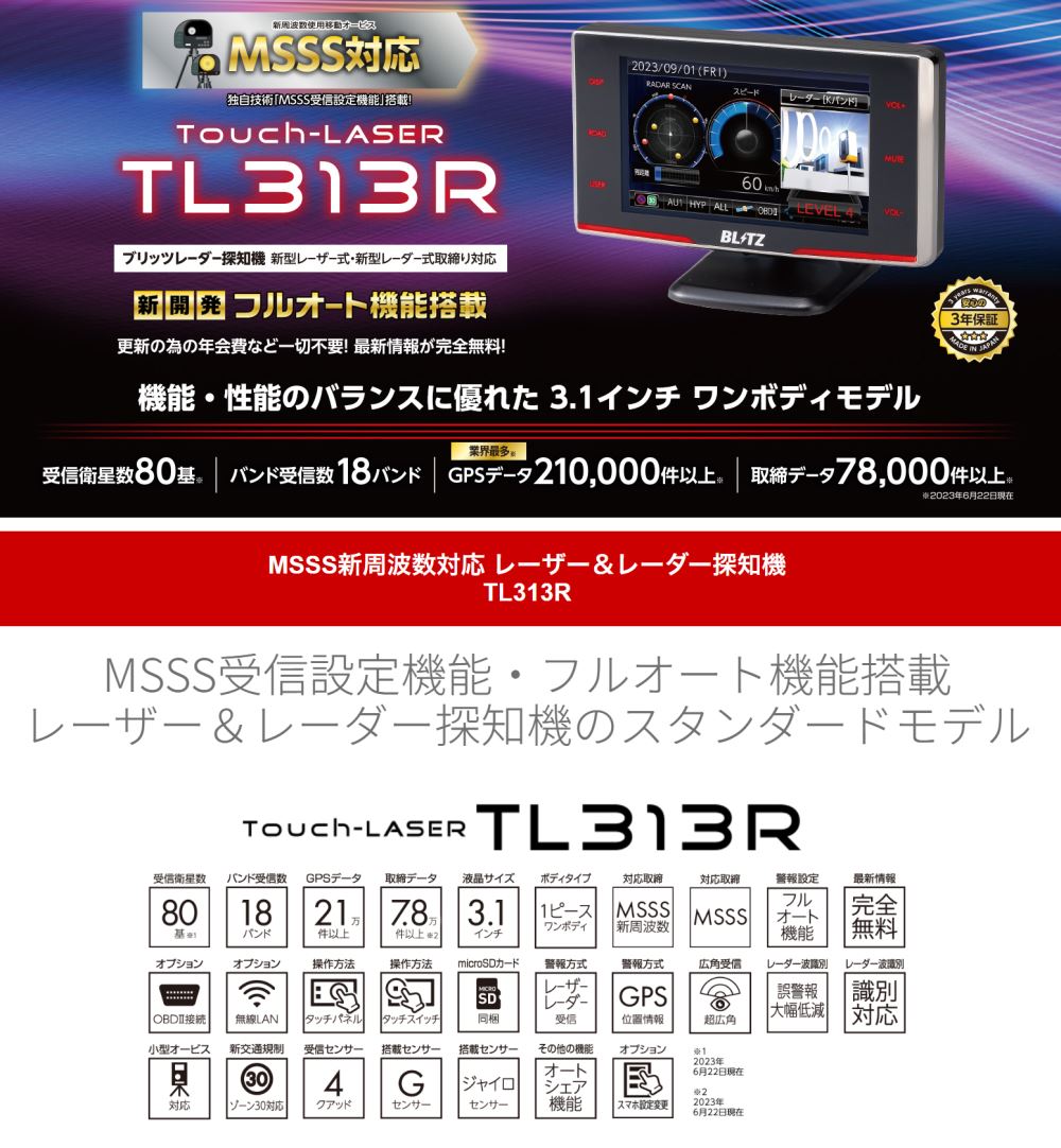 BLITZ（ブリッツ） レーザー＆レーダー探知機 MSSS新周波数対応モデル