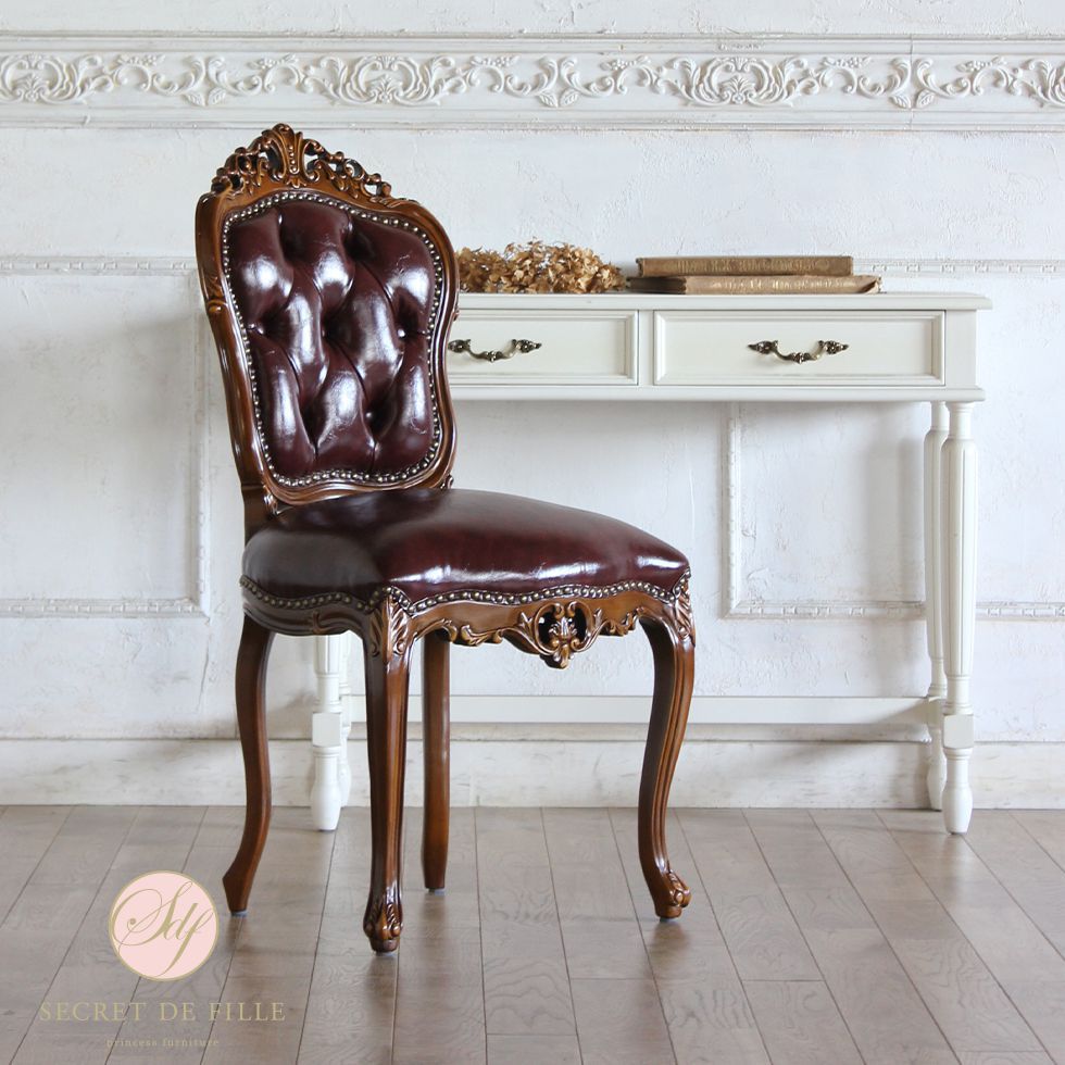 姫系 ダイニングチェア シングル 椅子 イス ロココ調 アンティーク