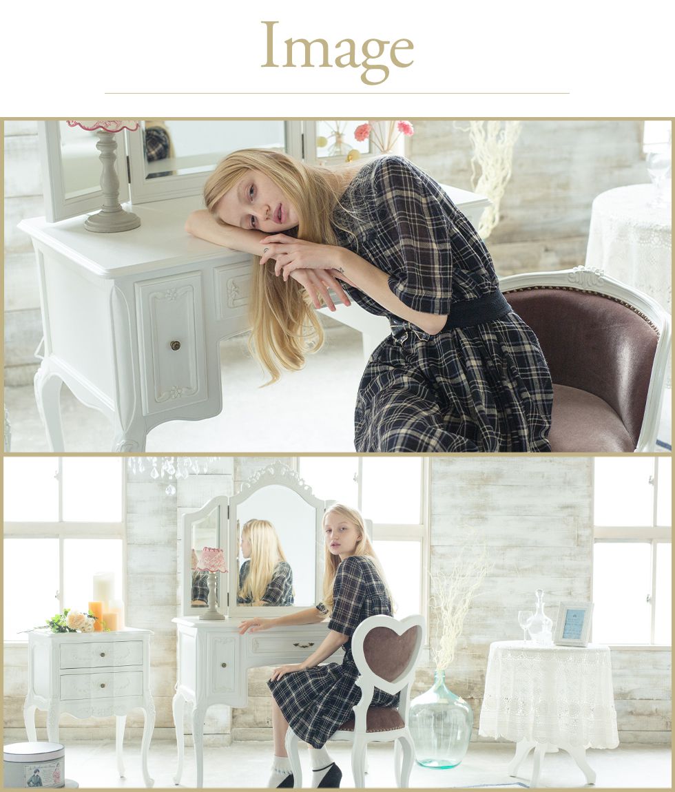 姫系 家具 ドレッサー 3面鏡 ロココ 化粧台 かわいい ホワイト 白 三面