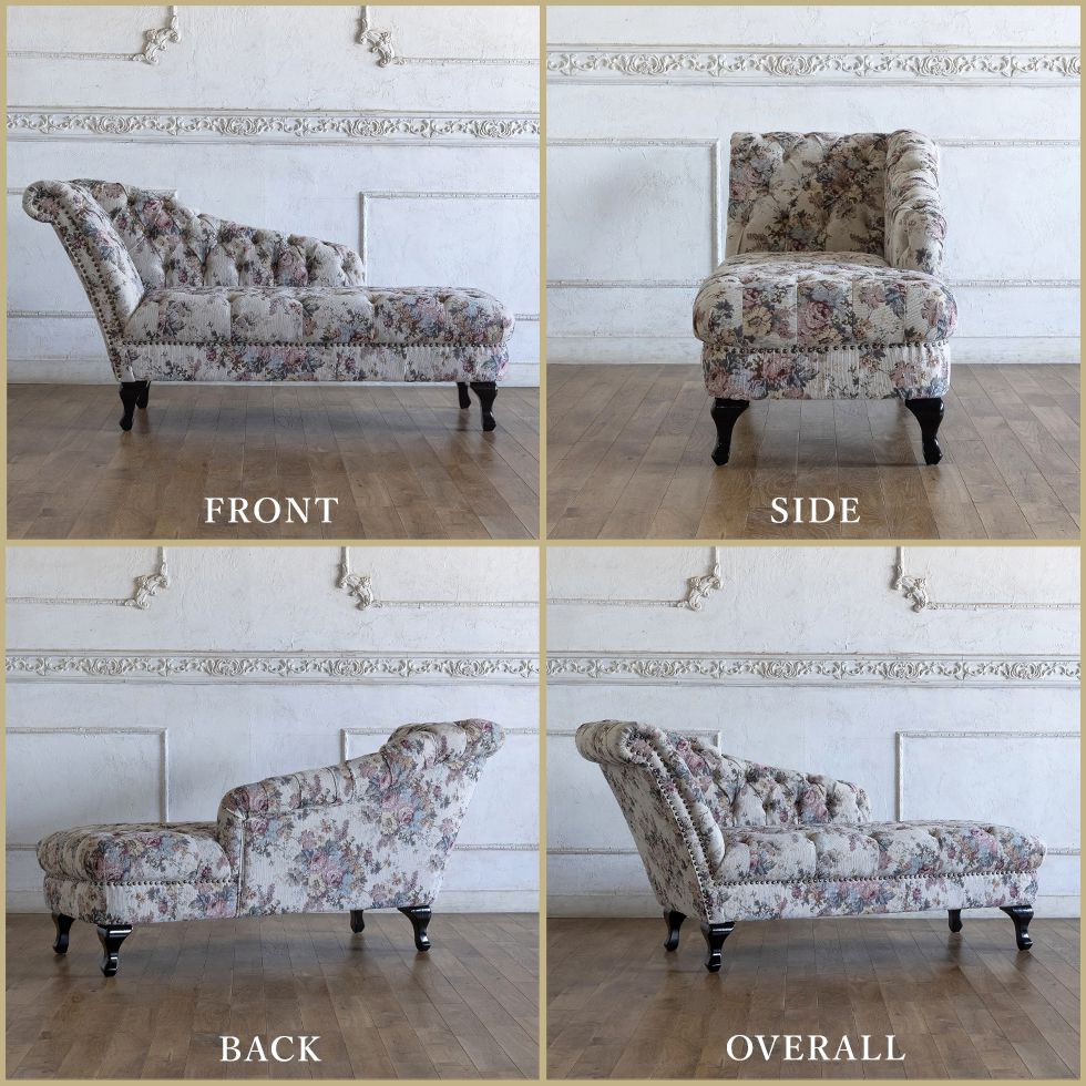 英国調 カウチソファ 寝椅子 シェーズロング アンティークフラワー