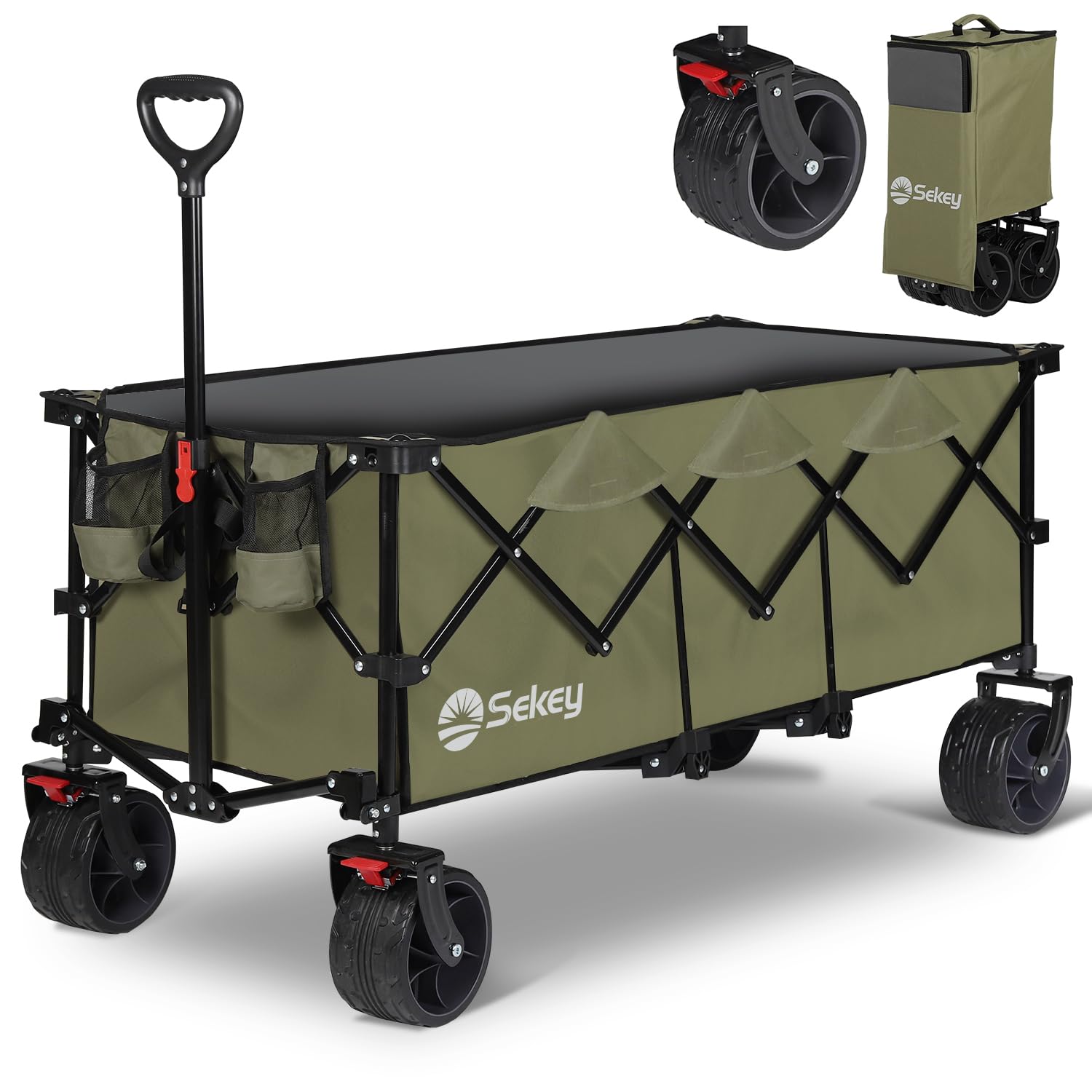 Sekey キャリーカート ワゴン 特大タイプ 大容量300L 耐荷重200kg 長物