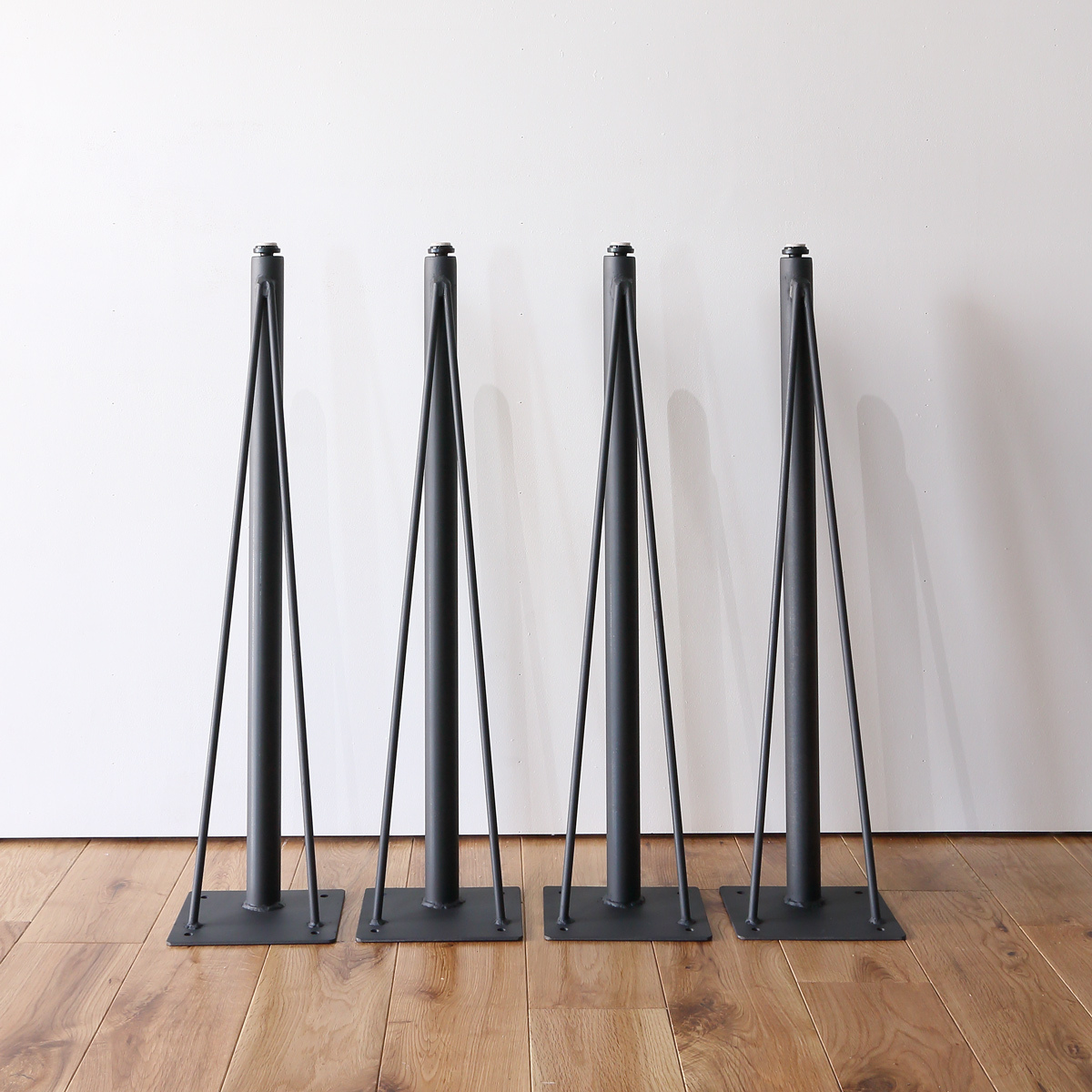 職人家具 古材 中古足場板ダイニングテーブル120 斜め脚ブラック