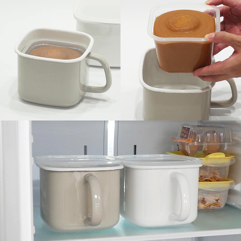 富士ホーロー 味噌ポット みそポット 限定カラー グレージュ 密閉 保存