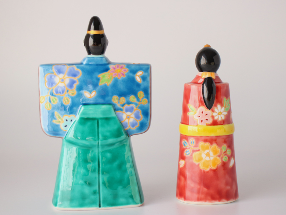 九谷焼 5.5号立雛人形 金花紋 親王飾り コンパクト おしゃれ 平飾り 二