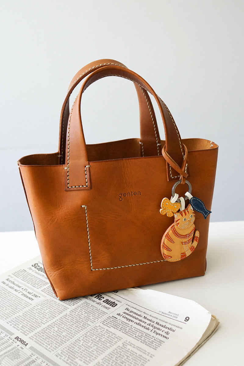 ゲンテン トートバッグ ロック・鍵収納チャーム付き ブラウン 楽天市場
