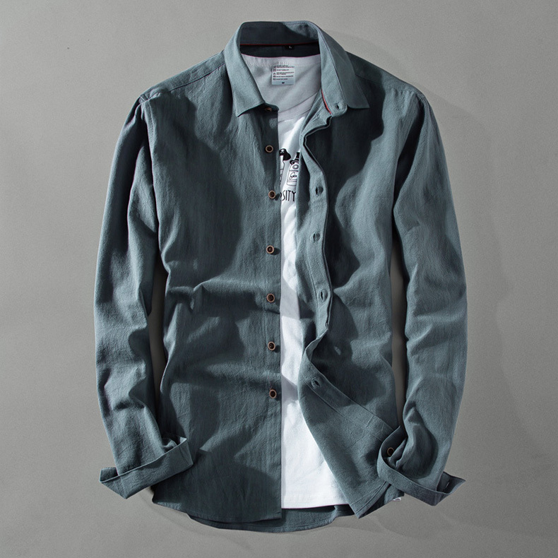 ホームアイホーム カジュアルシャツ メンズ 長袖 無地 綿100％ 白