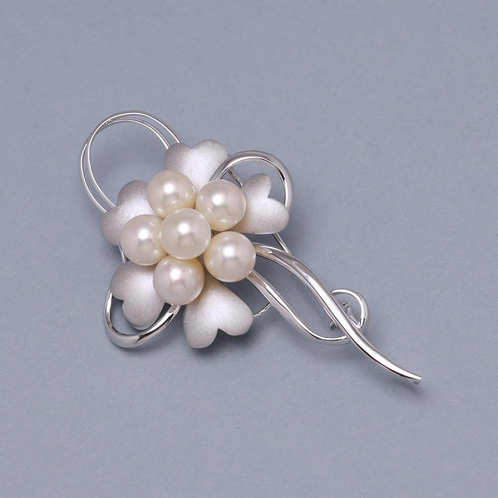 パール ブローチ フォーマル 花 フラワー 本真珠 あこや アコヤ 7mm