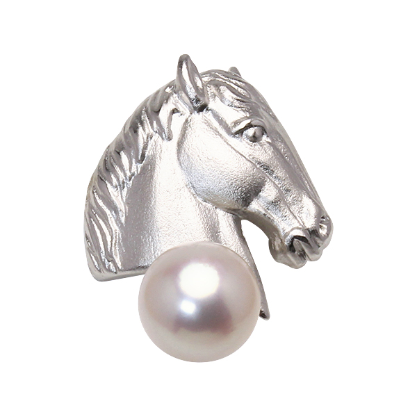 パール ブローチ 午ブローチ 馬ピンブローチ 馬ピンズ 真珠 あこや