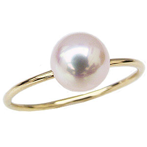 パール リング 普段使い k18 18k 18金 真珠指輪 本真珠 イエロー