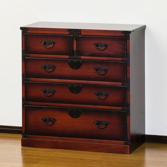 階段タンス 階段チェスト 民芸調 家具 引き出し 収納 天然木 桐 右