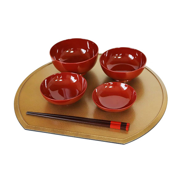 半月膳 トレー トレイ お盆 金 39cm 日本製 お膳 会席膳 半月盆 D型