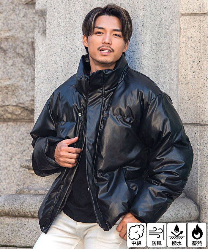 CavariA（キャバリア） 中綿ジャケット メンズ アウター ブルゾン 革