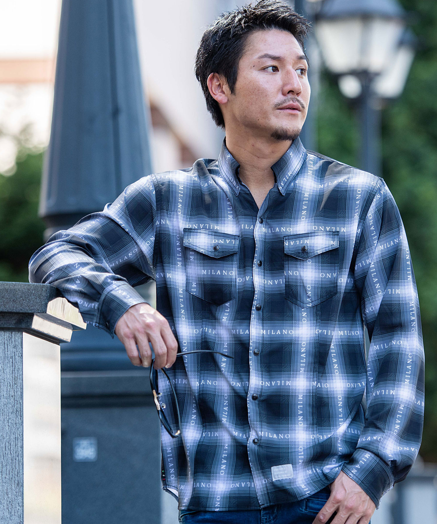 VIOLA ネルシャツ メンズ 長袖 オンブレチェック 総柄 おしゃれ