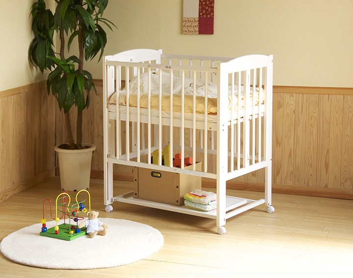 石崎家具 日本製 ベビーベッド「ミニ ワンタッチハイベッド プチ（B品