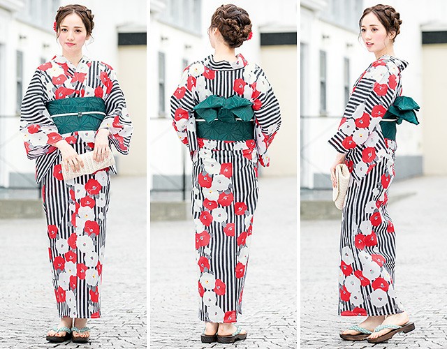 SOUBIEN（創美苑） 浴衣 レディース 3点セット （浴衣/半幅帯/下駄