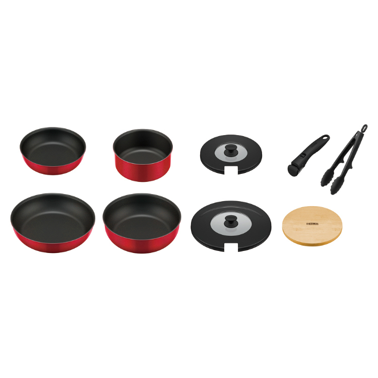 サーモス 取っ手のとれるフライパン 9点セットAA レッド KSA-9A R ( 1