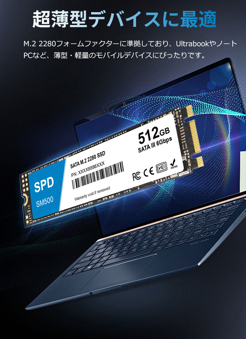 SPD ポイント2倍 SPD SSD 512GB M.2 2280 SATA III 6.0Gb/s R: 550MB/s
