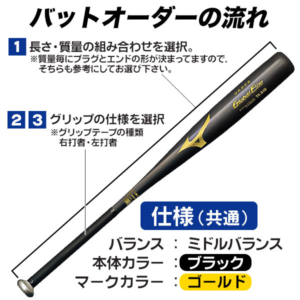 MIZUNO（ミズノ） 中学硬式バット 金属 オーダーバット グローバル