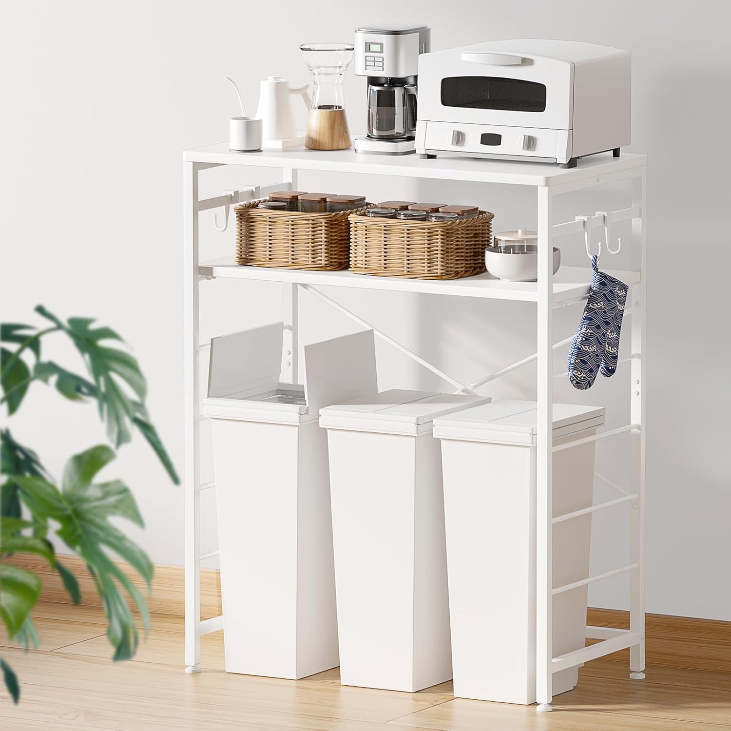 ゴミ箱上ラック キッチンラック W80×D40×H100cm 棚高さ5段調整 レンジ