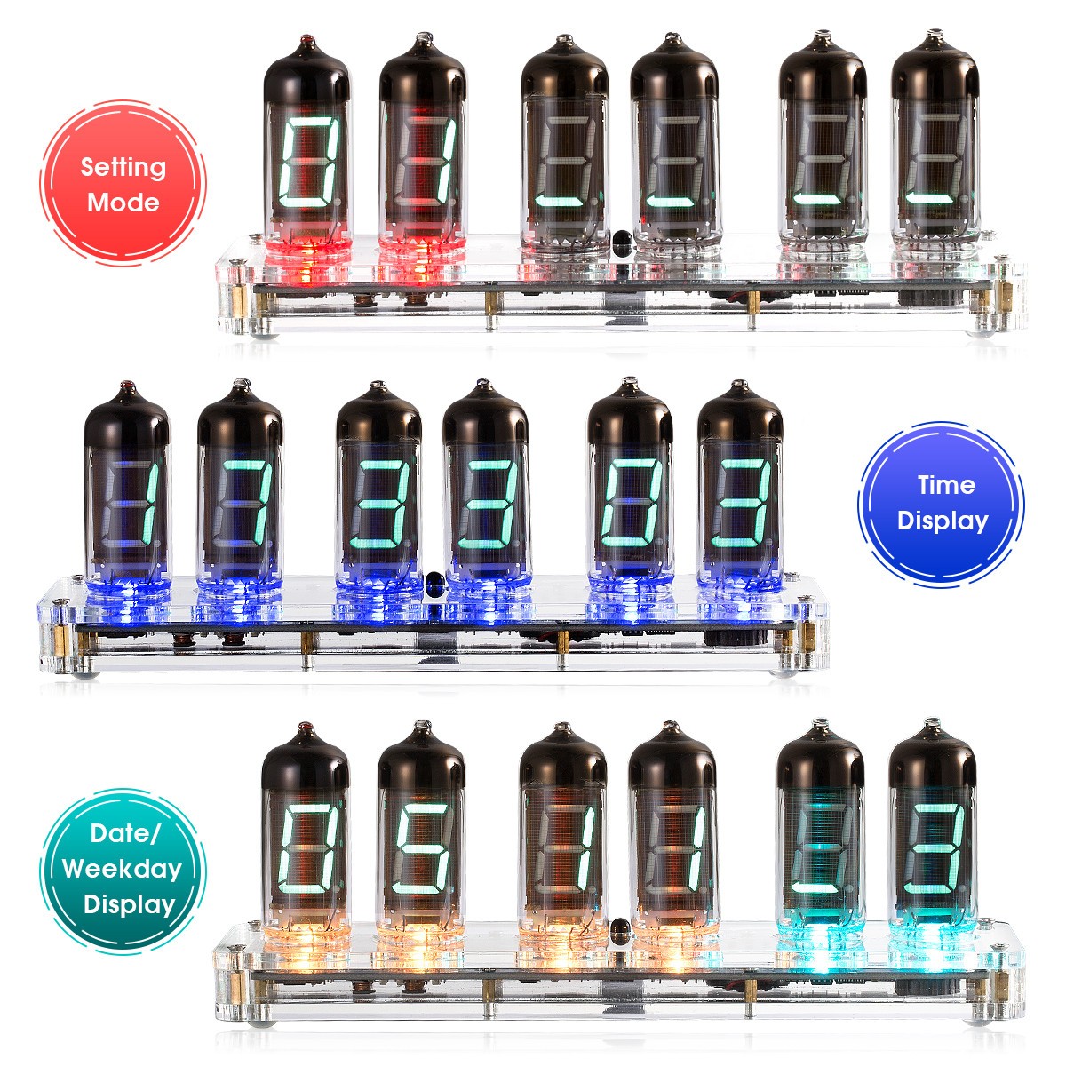 Retro Desk 6×IV-11（ИВ-11） ニキシー管 VFD 目覚まし時計 Bluetooth