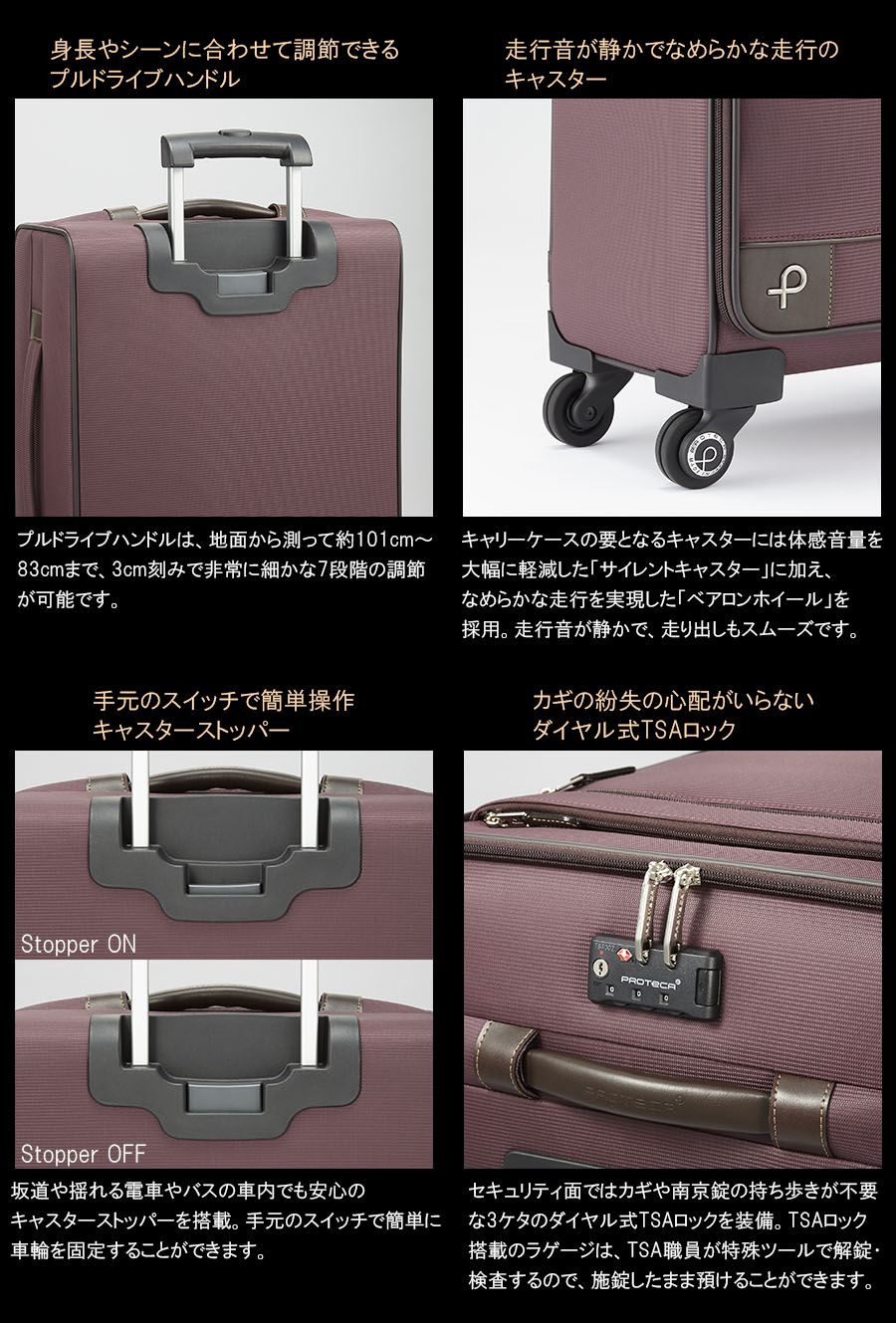 ProtecA 送料無料 正規品 スーツケース 2 - 3泊 ACE PROTECA プロテカ