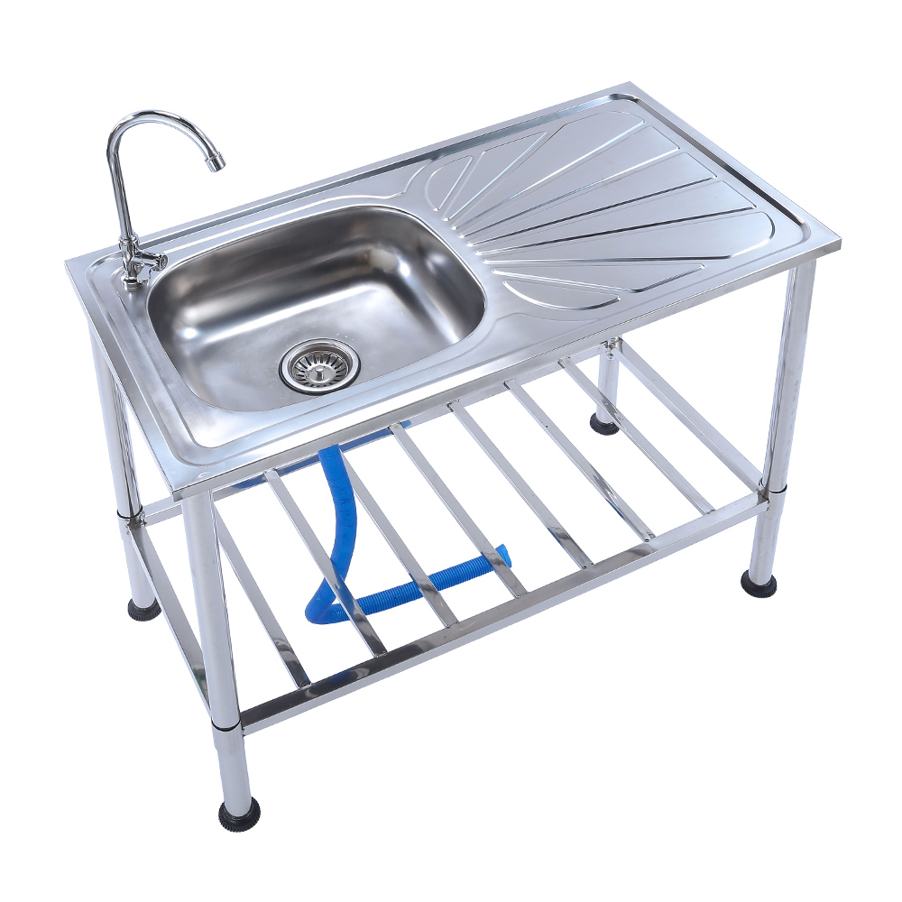 屋外用ステンレス流し台 水栓付 幅100cm ガーデン流し台 簡易 流し台