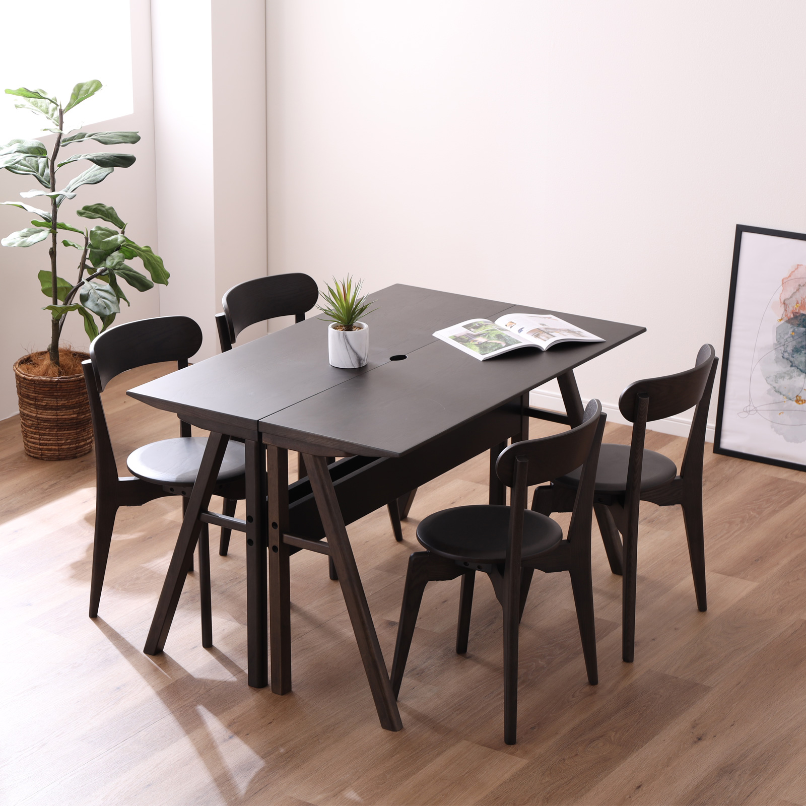 シギヤマ家具工業 ダイニングテーブルセット 4人掛け 北欧 回転椅子