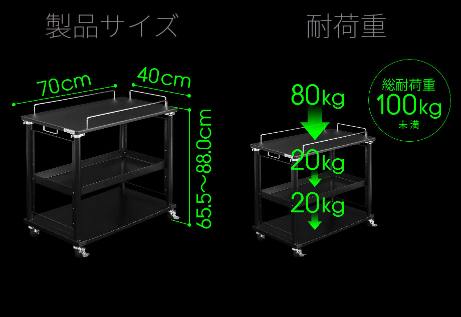 昇降式ワゴン PCディスプレイワゴン 移動式ラックワゴン 新品 送料無料