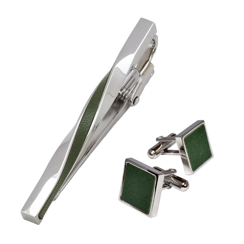 カフス ネクタイピン セット 本革 ツイスト 結婚式 日本製 真鍮