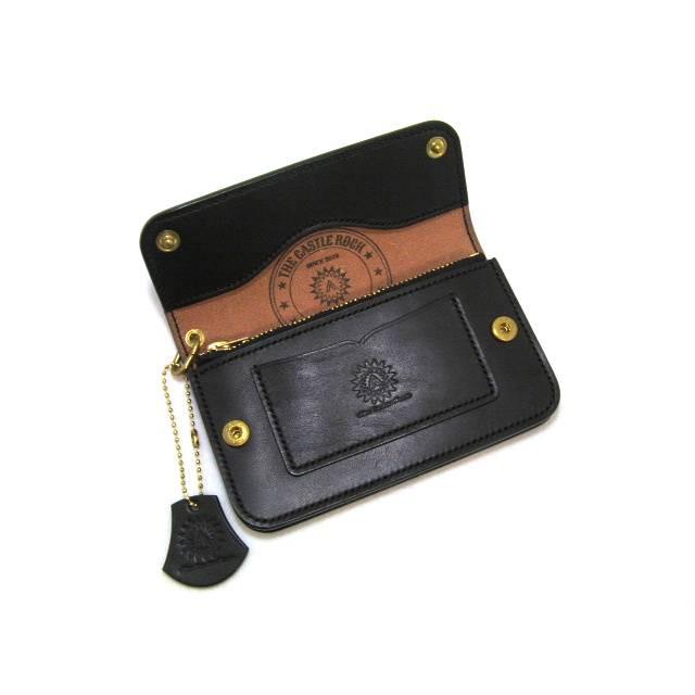 栃木レザー 本革 トラッカーウォレット ミドルウォレット スタッズ