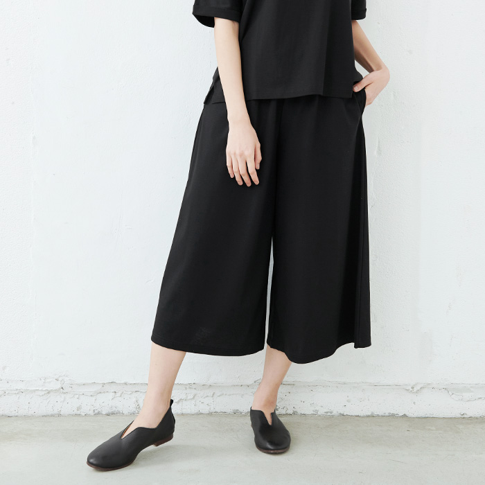 TOKYO BASIC ガウチョパンツ 接触冷感 7分丈 40代 50代 強撚糸コットン