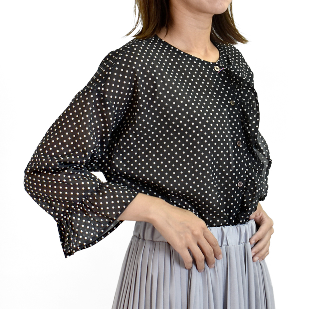 Pont de Chalons（ポンデシャロン） ブラウス ドットptアシメフリル