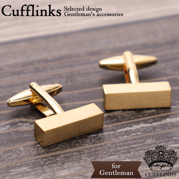 長方形 スクエア シンプル カフス ゴールド 金 カフスボタン