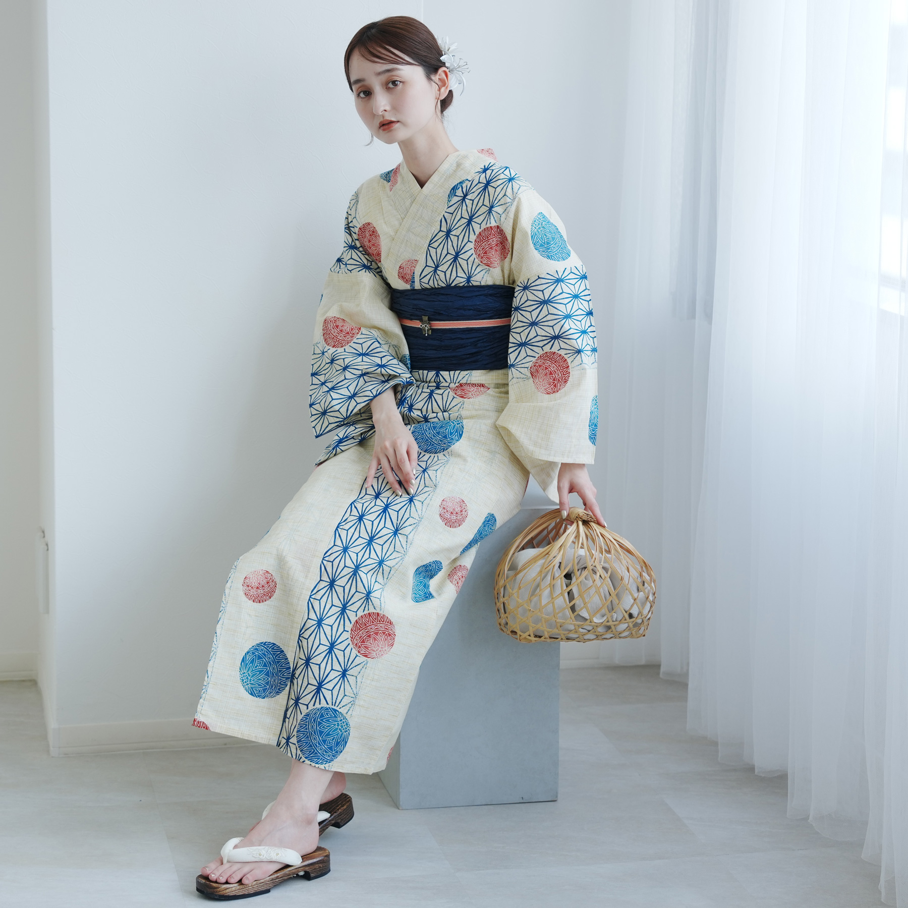 utatane 浴衣 レディース セット 浴衣/帯/下駄 3点セット フリーサイズ