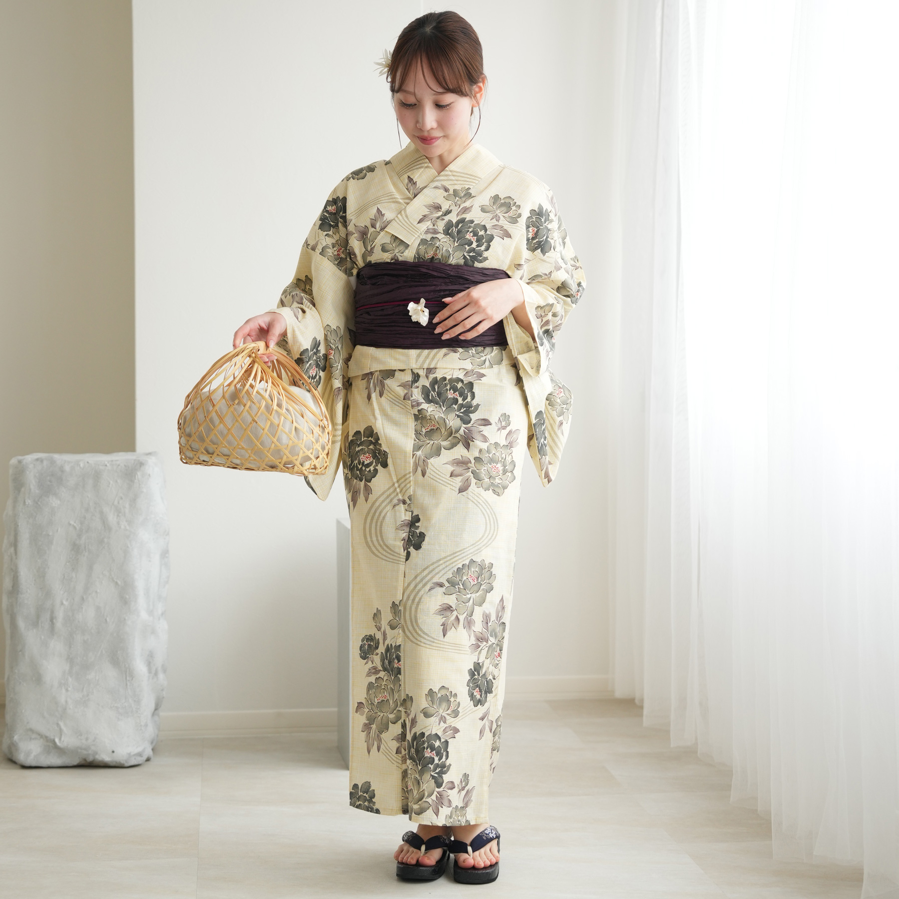 utatane 浴衣 セット レディース フリーサイズ 3点セット 浴衣/帯/下駄