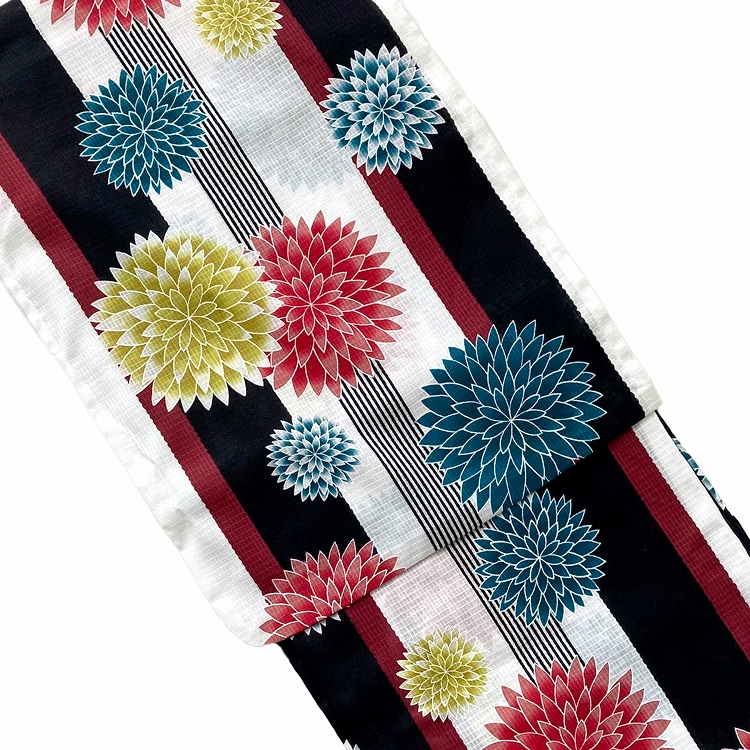 浴衣 レディース セット 3点セット 浴衣/下駄/帯 フリーサイズ 黒